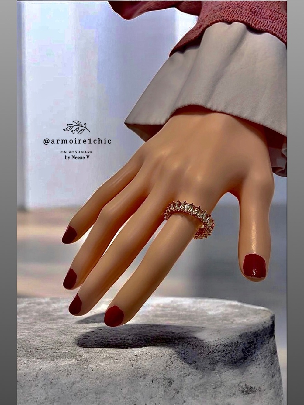 Channel Set ETERNITY RING | White Stones on Golden Tone Metal | Women’s Size 7